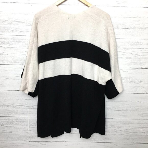 NEW Gap Women's Black and Ivory Cardigan Sweater Open Front 3/4 Sleeves XL - Picture 3 of 10